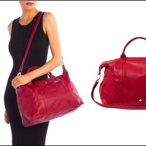 LONGCHAMP leather handbag Le Pliage Cuir